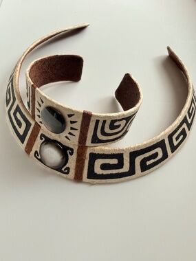 2 Piece Handcrafted Leather Choker Necklace and Bracelet